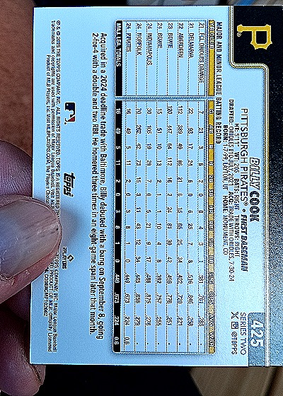 2025 Topps Series 2 #425 Billy Cook — back