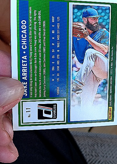 2016 Donruss #11 Jake Arrieta — back