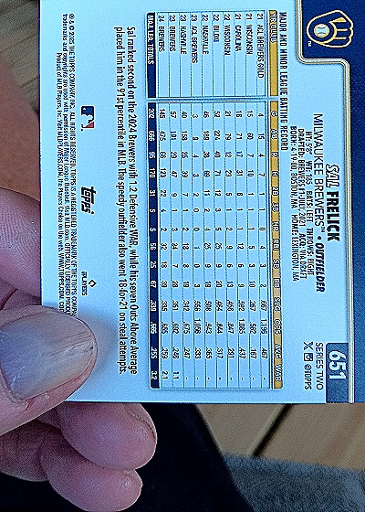 2025 Topps Series 2 #651 Sal Frelick — back