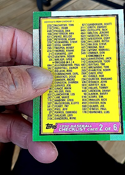 1990 Topps #262 Checklist 2 of 6 — front