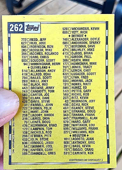 1990 Topps #262 Checklist 2 of 6 — back
