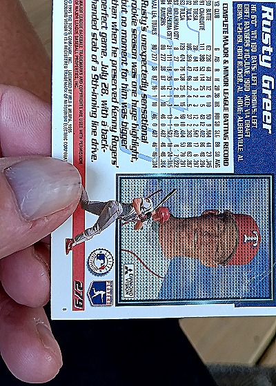 1995 Topps #279 Rusty Greer — back