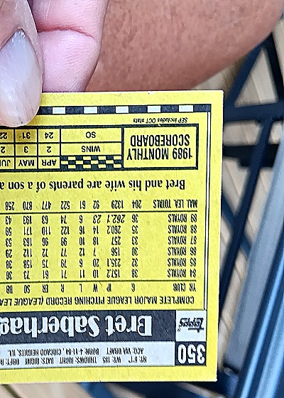 1990 Topps #350 Bret Saberhagen — back
