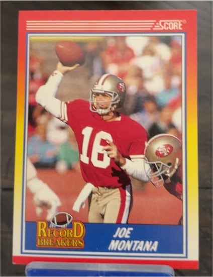 1990 Score Record Breakers #594 Joe Montana — front