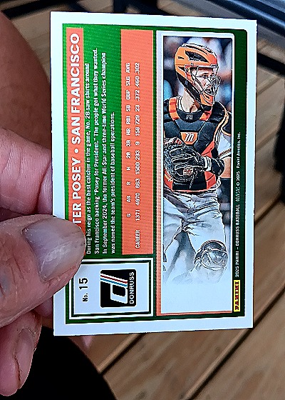 2025 Donruss #15 Buster Posey - San Francisco Giants — back