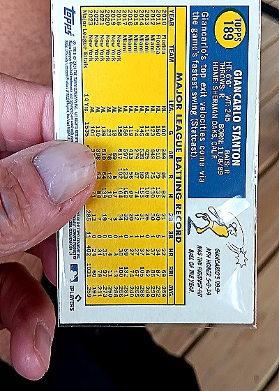 2024 Topps Archives #189 Giancarlo Stanton — back