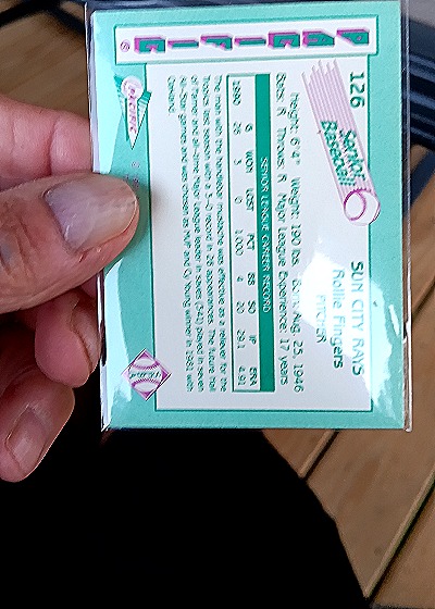 1988 Score #126 Rollie Fingers — back