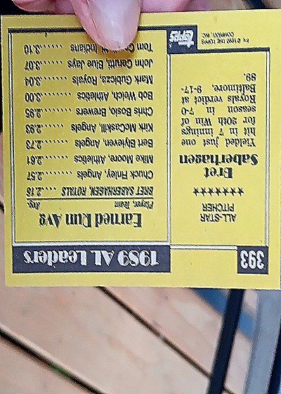 1990 Topps #393 Bret Saberhagen A.L. All-Star — back
