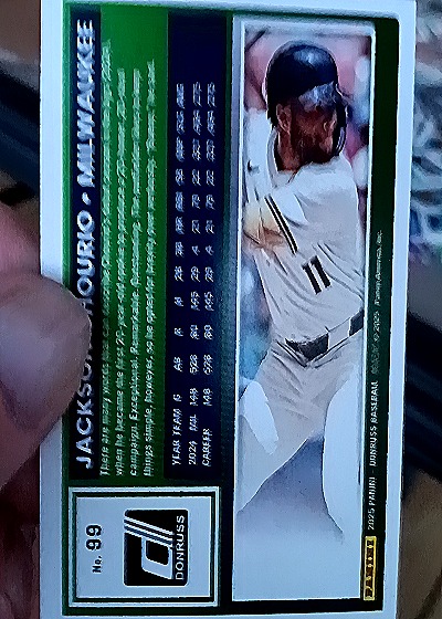 2025 Donruss #99 Jackson Chourio — back