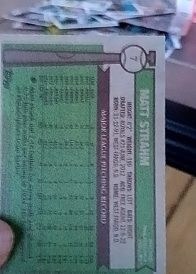 2025 Topps Heritage #7 Matt Strahm — back