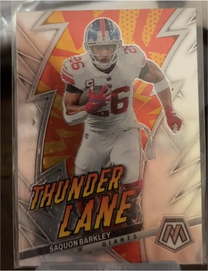2023 Panini Mosaic #TL-SB Saquon Barkley Thunder Lane — front