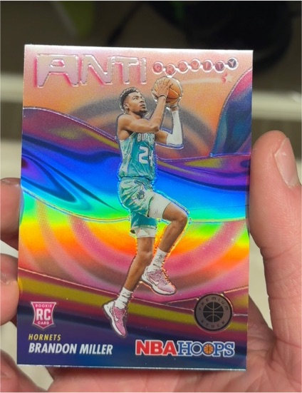 2023-24 Panini NBA Hoops Premium Stock #11 Brandon Miller Anti-Gravity Silver Prizm Rookie — front