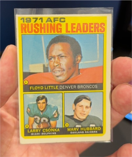1972 Topps #1 1971 AFC Rushing Leaders Floyd Little Larry Csonka Marv Hubbard — front