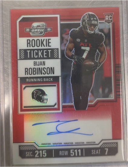 2023 Panini Contenders Optic #103 Bijan Robinson Rookie Ticket — front