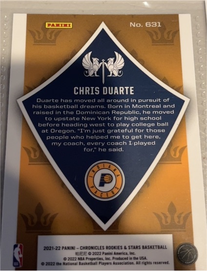 2021-22 Panini Chronicles Rookies & Stars #631 Chris Duarte — front