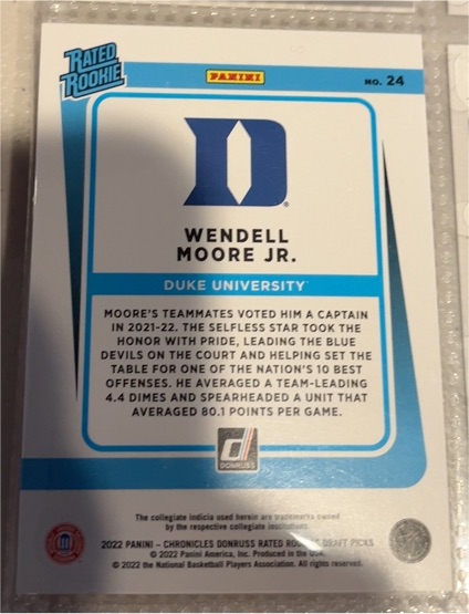 2022 Panini Chronicles Draft Picks Donruss Rated Rookies #24 Wendell Moore Jr. — front