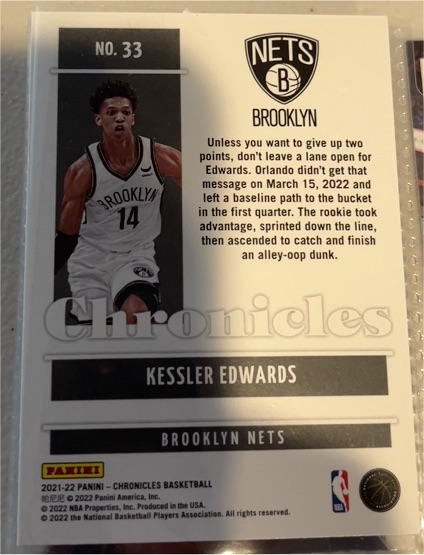 2021-22 Panini Chronicles #33 Kessler Edwards — front