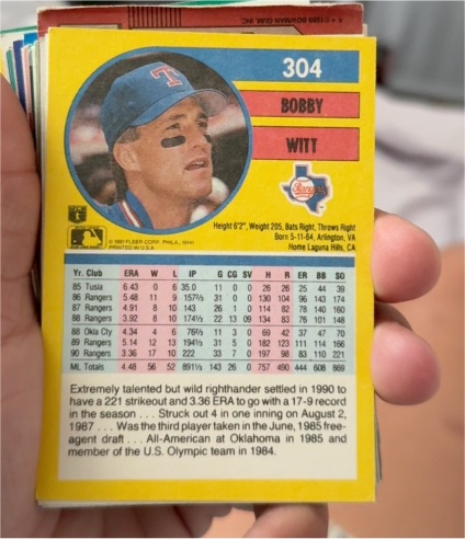 1991 Fleer #304 Bobby Witt — front