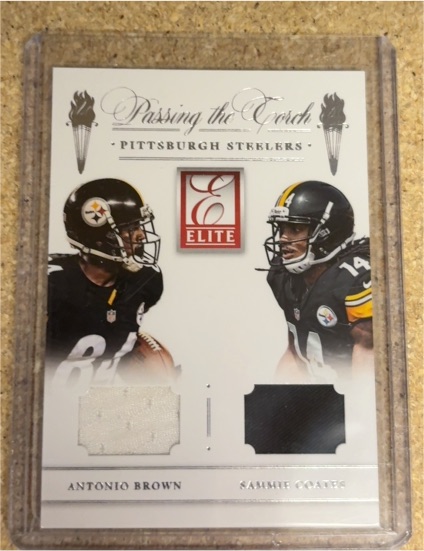 2015 Donruss Elite Passing the Torch Jerseys #PTMPIT Antonio Brown/Sammie Coates — front