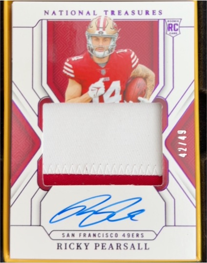 2024 Panini National Treasures #186 Ricky Pearsall Rookie Patch Auto — front