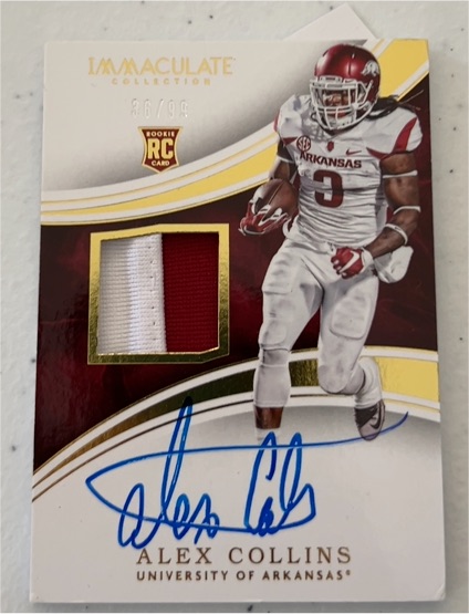 2016 Panini Immaculate Collection #86 Alex Collins Rookie Patch Auto — front
