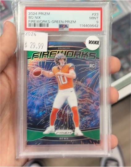 2024 Panini Prizm Fireworks Green Prizm #23 Bo Nix — front