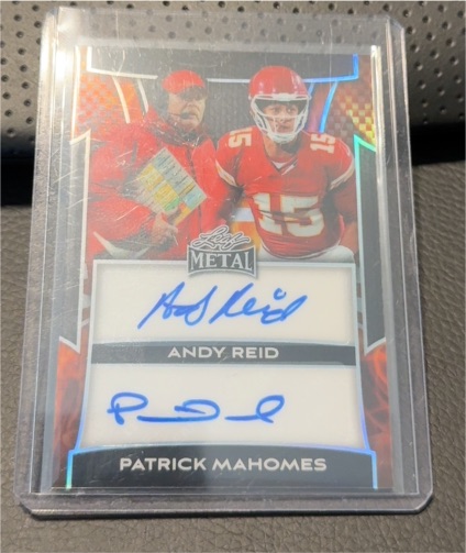 2025 Leaf Metal Dual Autograph Andy Reid / Patrick Mahomes — front