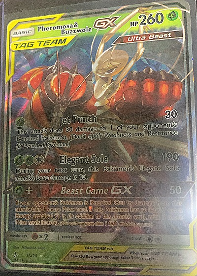 2019 Pokémon Sun & Moon Unbroken Bonds #1/214 Pheromosa & Buzzwole GX — front