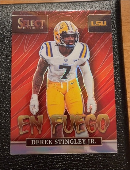 2022 Panini Select Draft Picks #EN-DS Derek Stingley Jr. En Fuego Silver Prizm — front