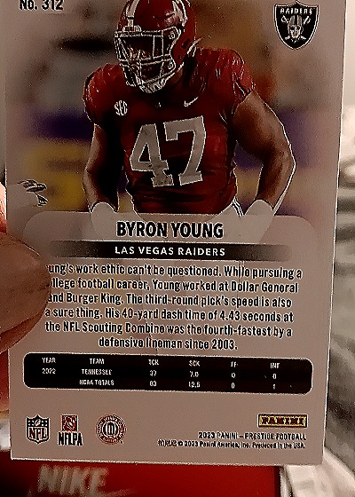 2023 Panini Prestige #312 Byron Young — back