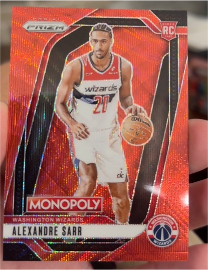 2024-25 Panini Prizm Monopoly #86 Alexandre Sarr Red Wave RC Washington Wizards — front