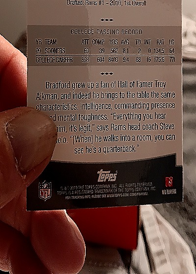 2010 Topps Platinum #120 Sam Bradford — back
