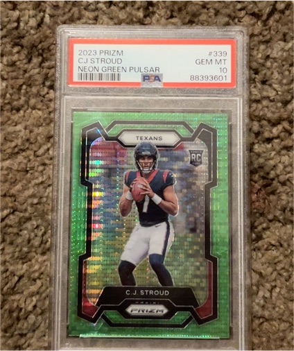 2023 Panini Prizm #339 C.J. Stroud Neon Green Pulsar — front