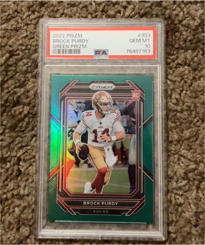2022 Panini Prizm #353 Brock Purdy Green Prizm Rookie Card — front