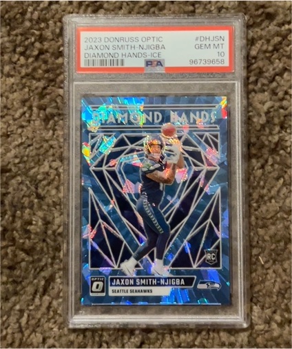 2023 Donruss Optic #DH-JSN Jaxon Smith-Njigba Diamond Hands Ice — front