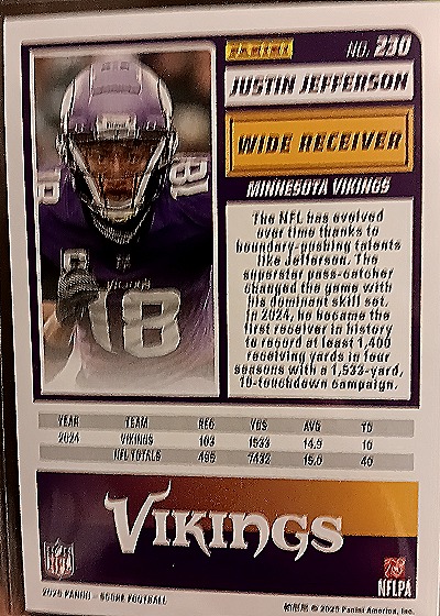 2023 Panini #230 Justin Jefferson — back