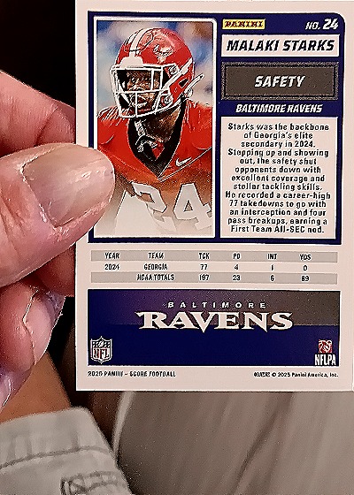 2025 Panini Score #24 Malaki Starks — back