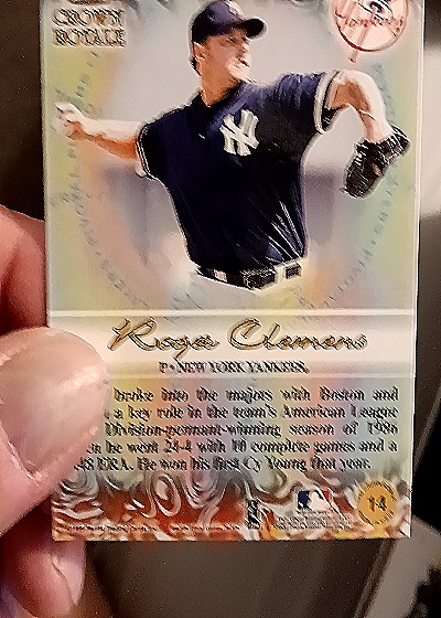 1999 Pacific Crown Royale Pivotal Players #14 Roger Clemens — back