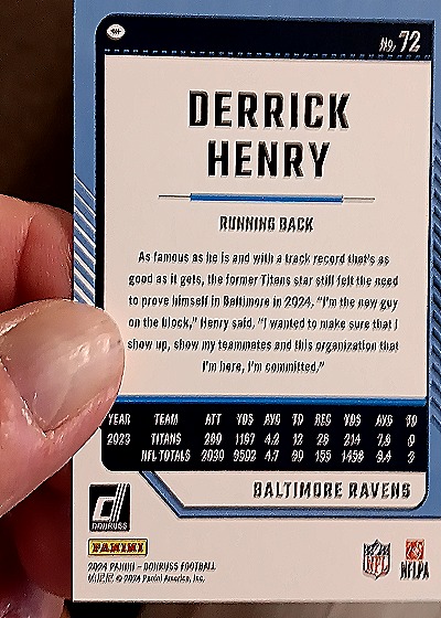 2024 Panini Donruss #72 Derrick Henry — back