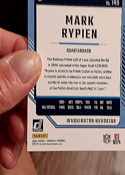2024 Donruss #145 Mark Rypien Washington Redskins — back
