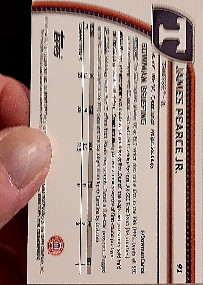 2024 Bowman Chrome University #91 James Pearce Jr. — back