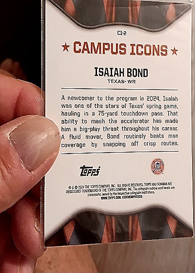 2024 Bowman University Chrome #CI-2 Isaiah Bond — back