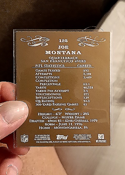 2009 Topps Mayo #125 Joe Montana — back