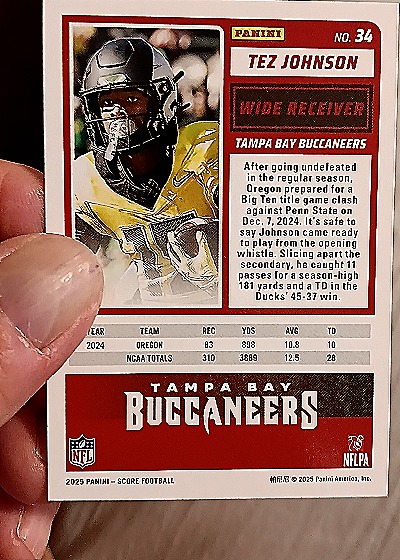 2025 Panini Score A Treat Halloween #34 Tez Johnson — back
