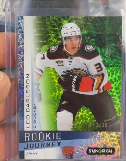 2023-24 Upper Deck Synergy #RJ-15 Leo Carlsson Rookie Journey Away Green — front