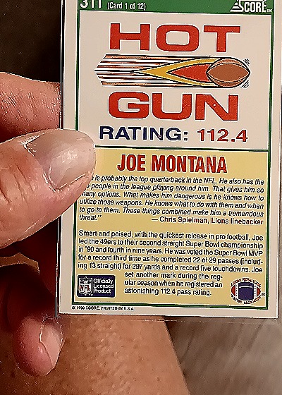 1990 Score #311 Joe Montana — back