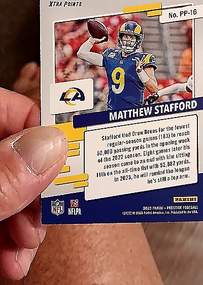 2023 Panini Prestige #PP-16 Prestigious Pros Matthew Stafford — back