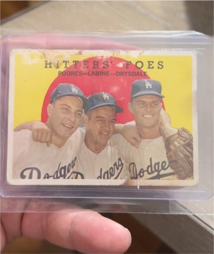1959 Topps #262 Hitters' Foes Johnny Podres, Clem Labine, Don Drysdale — front