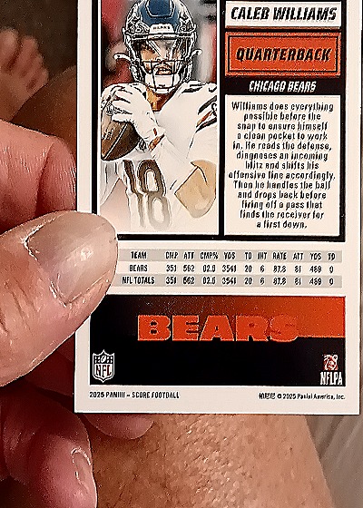 2025 Panini Score A Treat Halloween #107 Caleb Williams — back