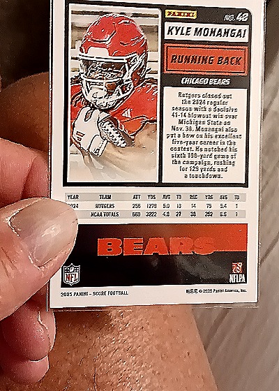 2025 Panini Score #42 Kyle Monangai — back